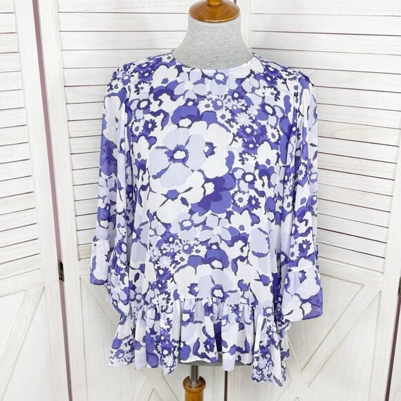 Michael Kors Springtime Floral Print 3/4 Sleeves Blouse - Picture 1 of 6